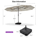 PURPLE LEAF Double Sided Patio Umbrella with Light Large Market Umbrellas with Base