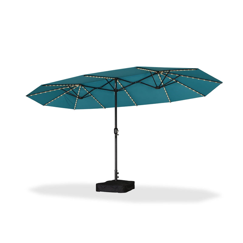 PURPLE LEAF Table Umbrella with Lights Double-Sided Market Umbrella with Base