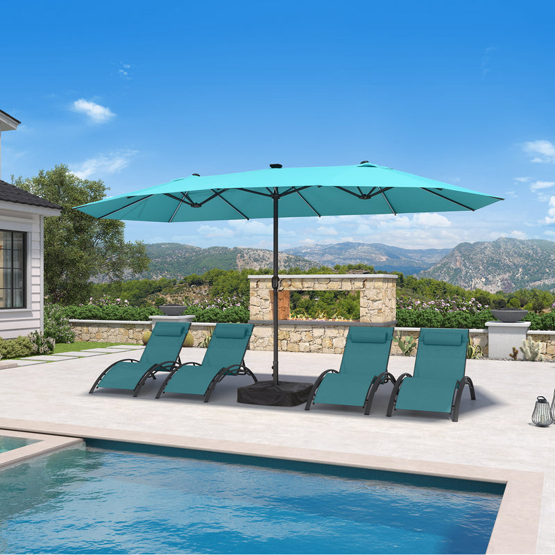 PURPLE LEAF Double Sided Patio Umbrella with Light Large Market Umbrellas with Base