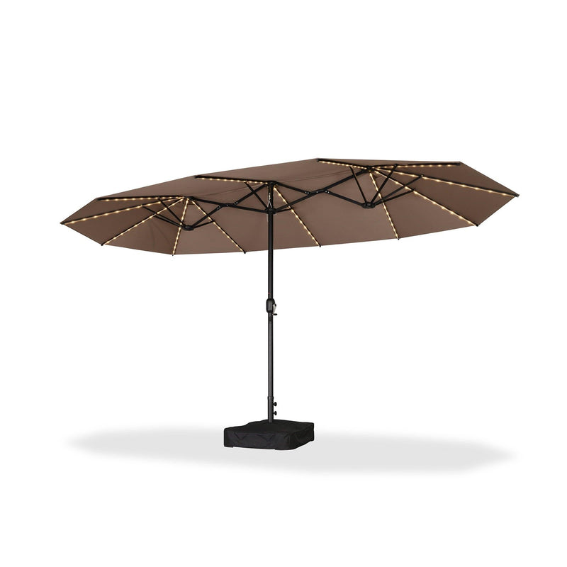 PURPLE LEAF Table Umbrella with Lights Double-Sided Market Umbrella with Base