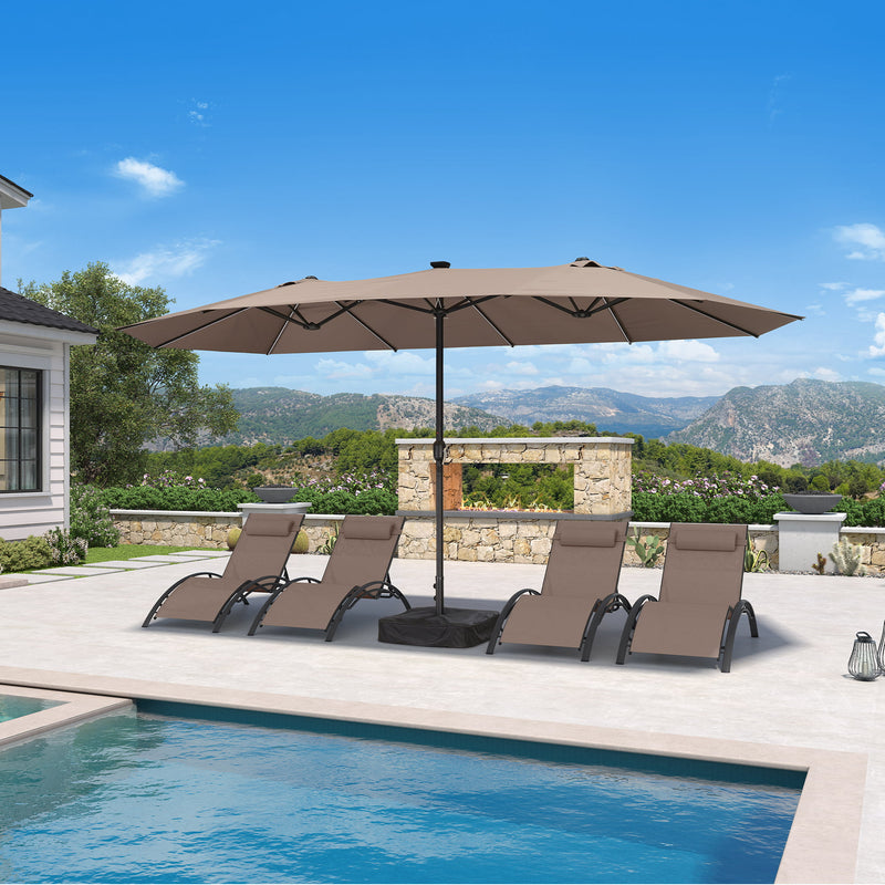 PURPLE LEAF Double Sided Patio Umbrella with Light Large Market Umbrellas with Base