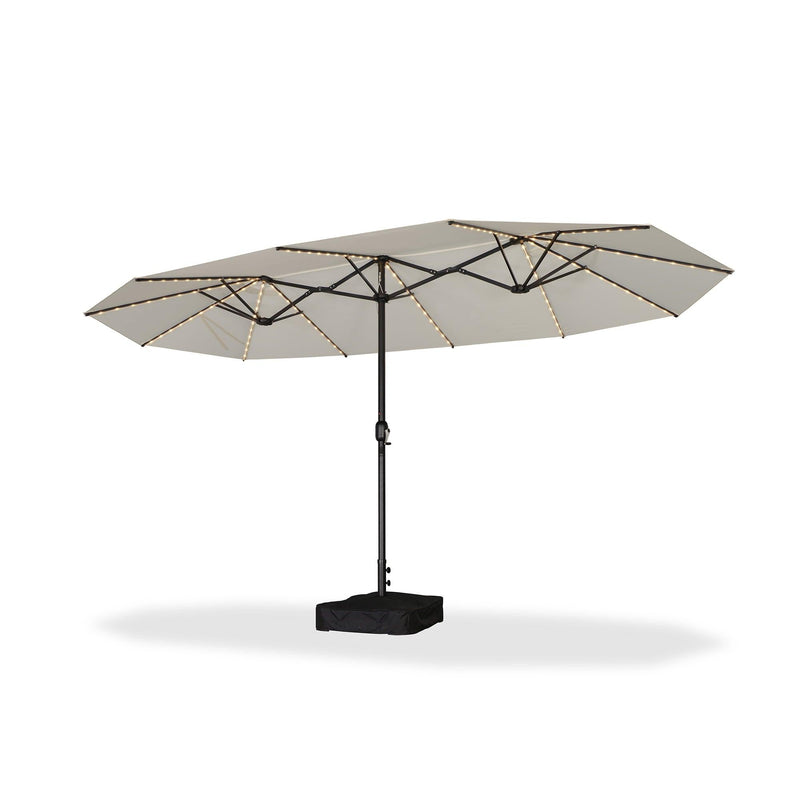 PURPLE LEAF Table Umbrella with Lights Double-Sided Market Umbrella with Base