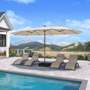 PURPLE LEAF Double-Sided Market Umbrella with Light Large Patio Umbrellas with Base