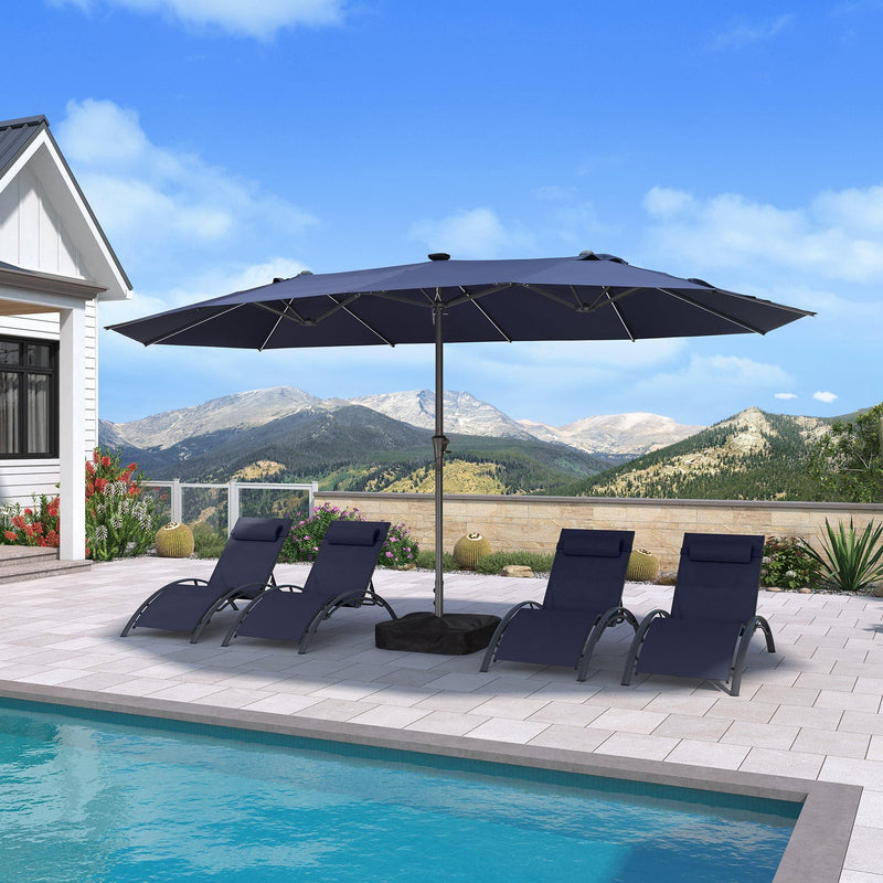 PURPLE LEAF Double-Side Patio Umbrella with Lights Market Umbrella with Base