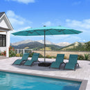 PURPLE LEAF Double-Side Patio Umbrella with Lights Market Umbrella with Base