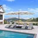 PURPLE LEAF Double-Sided Market Umbrella with Light Large Patio Umbrellas with Base