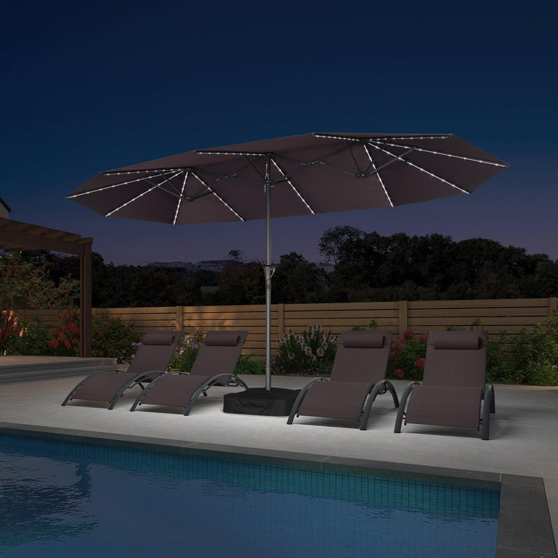 PURPLE LEAF Double-Side Patio Umbrella with Lights Market Umbrella with Base