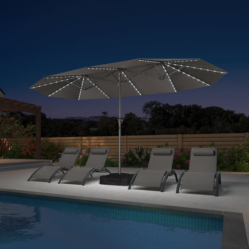 PURPLE LEAF Double-Sided Market Umbrella with Light Large Patio Umbrellas with Base