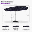 PURPLE LEAF Double-Sided Market Umbrella with Light Large Patio Umbrellas with Base