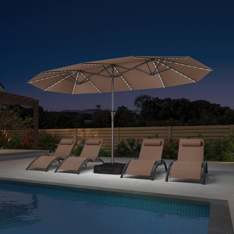 PURPLE LEAF Double-Sided Market Umbrella with Light Large Patio Umbrellas with Base