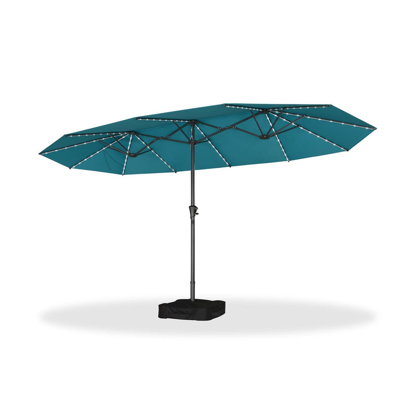 PURPLE LEAF Double-Side Patio Umbrella with Lights Market Umbrella with Base