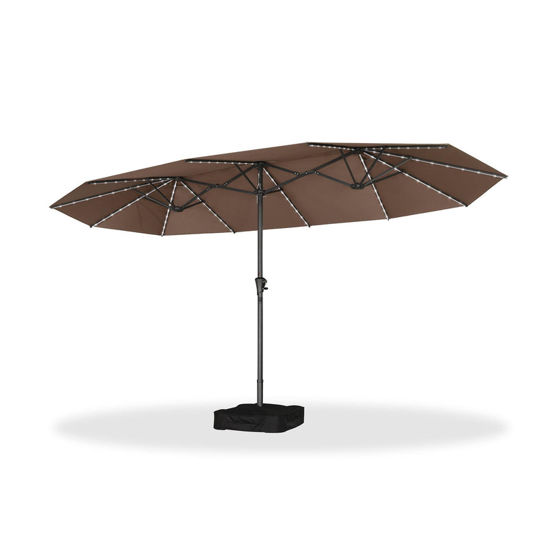 PURPLE LEAF Double-Side Patio Umbrella with Lights Market Umbrella with Base