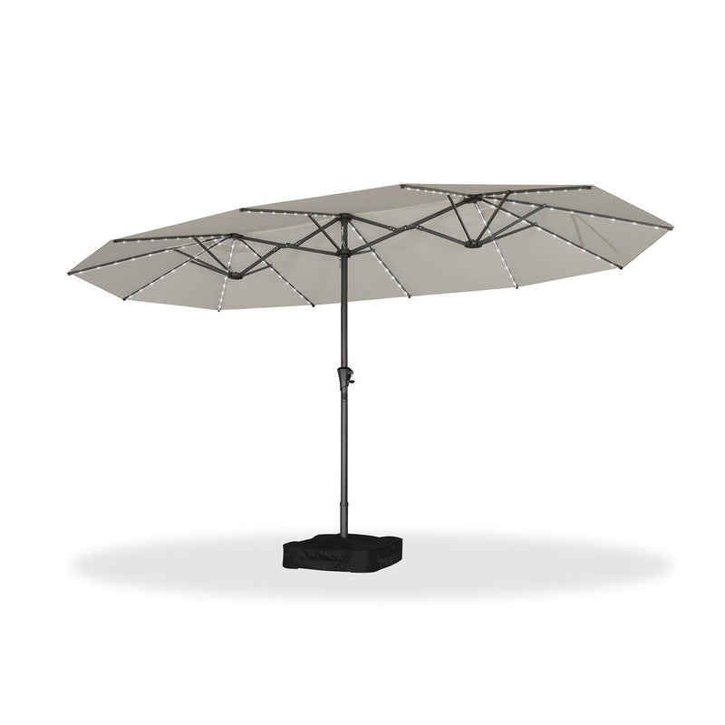 PURPLE LEAF Double-Side Patio Umbrella with Lights Market Umbrella with Base
