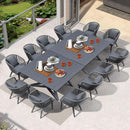 PURPLE LEAF Patio Dining Sets with Aluminum Frame Table & Handwoven Wicker Chairs Grey