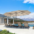 PURPLE LEAF Table Umbrella Double Sided Rectangular Patio Market Umbrella with Base
