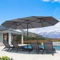 PURPLE LEAF Table Umbrella Double Sided Rectangular Patio Market Umbrella with Base