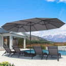 PURPLE LEAF Table Umbrella Double Sided Rectangular Patio Market Umbrella with Base