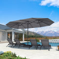 PURPLE LEAF Table Umbrella Double Sided Rectangular Patio Market Umbrella with Base