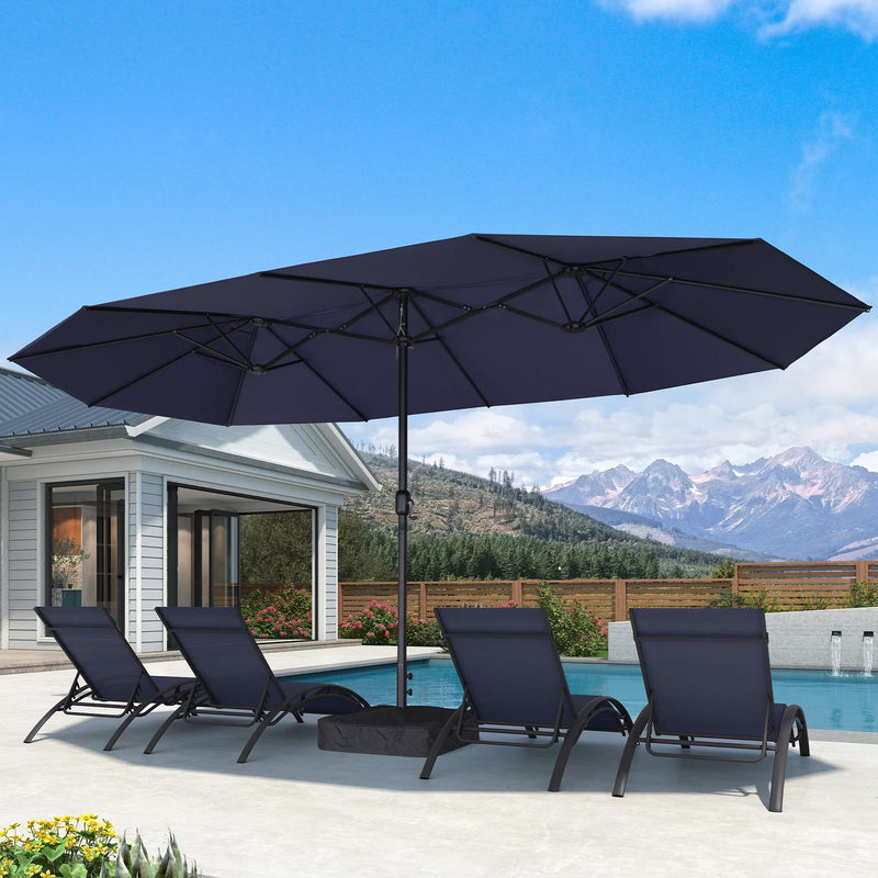 PURPLE LEAF Table Umbrella Double Sided Rectangular Patio Market Umbrella with Base