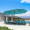 PURPLE LEAF Table Umbrella Double Sided Rectangular Patio Market Umbrella with Base