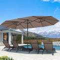 PURPLE LEAF Table Umbrella Double Sided Rectangular Patio Market Umbrella with Base