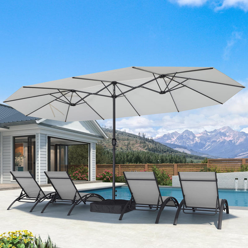 PURPLE LEAF Table Umbrella Double Sided Rectangular Patio Market Umbrella with Base