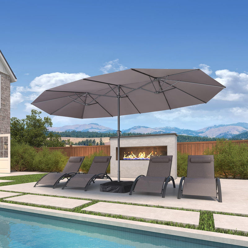 PURPLE LEAF Double-Sided Outdoor Market Table Umbrella with Base for Pool