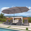 PURPLE LEAF Double-Sided Outdoor Market Table Umbrella with Base for Pool