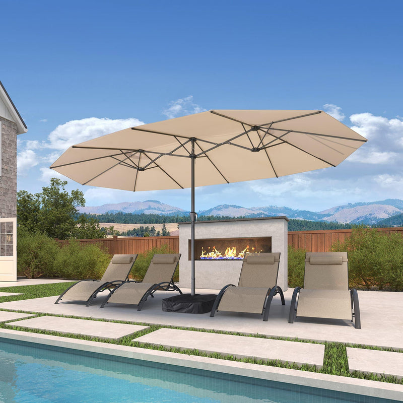 PURPLE LEAF Double-Sided Outdoor Market Table Umbrella with Base for Pool
