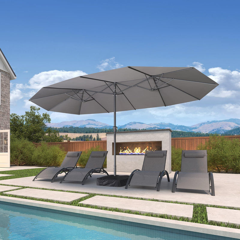 PURPLE LEAF Double-Sided Outdoor Market Table Umbrella with Base for Pool