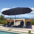PURPLE LEAF Double-Sided Outdoor Market Table Umbrella with Base for Pool