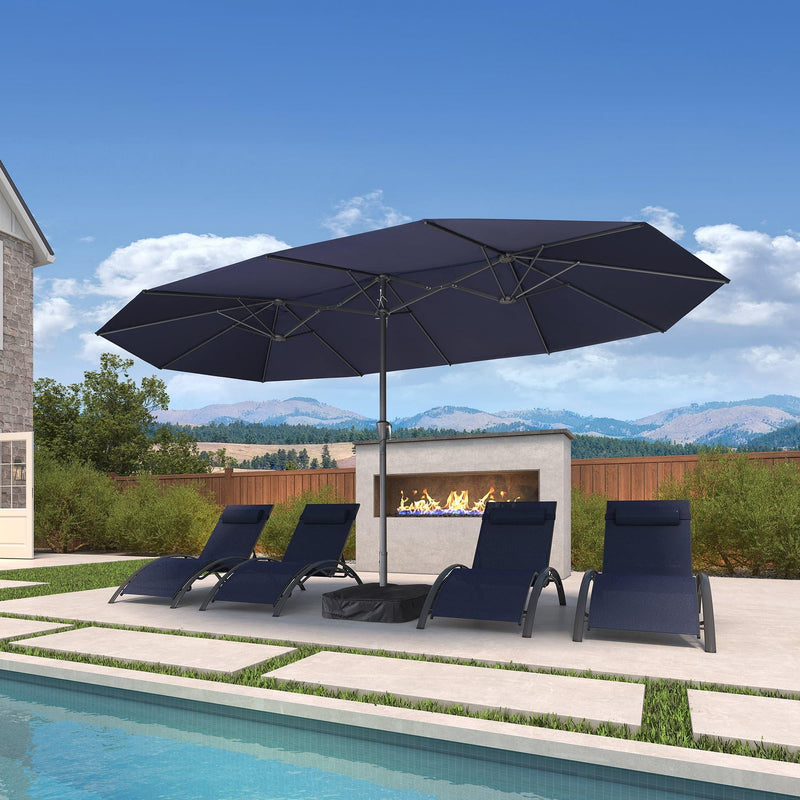 PURPLE LEAF Double-Sided Outdoor Market Table Umbrella with Base for Pool