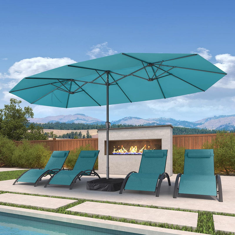 PURPLE LEAF Double-Sided Outdoor Market Table Umbrella with Base for Pool
