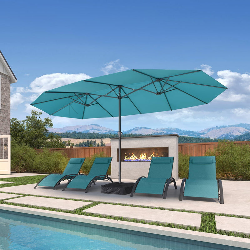 PURPLE LEAF Double-Sided Outdoor Market Table Umbrella with Base for Pool