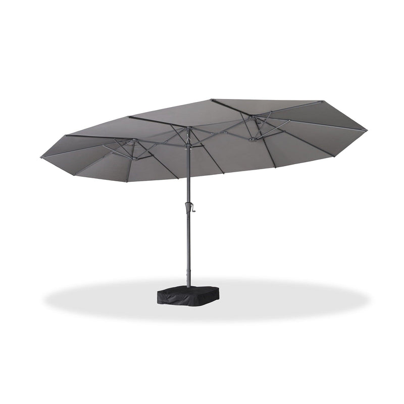 PURPLE LEAF Double-Sided Outdoor Market Table Umbrella with Base for Pool