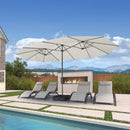 PURPLE LEAF Double-Sided Outdoor Market Table Umbrella with Base for Pool