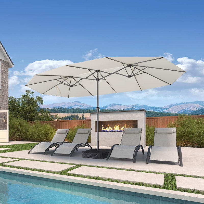 PURPLE LEAF Double-Sided Outdoor Market Table Umbrella with Base for Pool