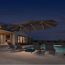 PURPLE LEAF Double Sided Patio Umbrella with Light Large Market Umbrellas with Base