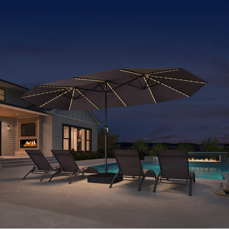 PURPLE LEAF Double Sided Patio Umbrella with Light Large Market Umbrellas with Base