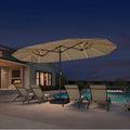 PURPLE LEAF Table Umbrella with Lights Double-Sided Market Umbrella with Base