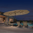 PURPLE LEAF Table Umbrella with Lights Double-Sided Market Umbrella with Base