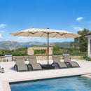 PURPLE LEAF Double Sided Patio Umbrella with Light Large Market Umbrellas with Base