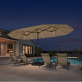 Clearance - PURPLE LEAF OPEN BOX Table Umbrella with Lights Double-Sided Market Umbrella with Base