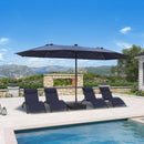 PURPLE LEAF Table Umbrella with Lights Double-Sided Market Umbrella with Base