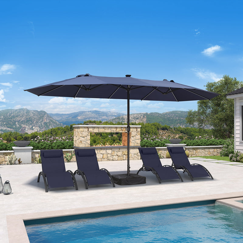 PURPLE LEAF Double Sided Patio Umbrella with Light Large Market Umbrellas with Base