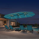 Clearance - PURPLE LEAF OPEN BOX Table Umbrella with Lights Double-Sided Market Umbrella with Base