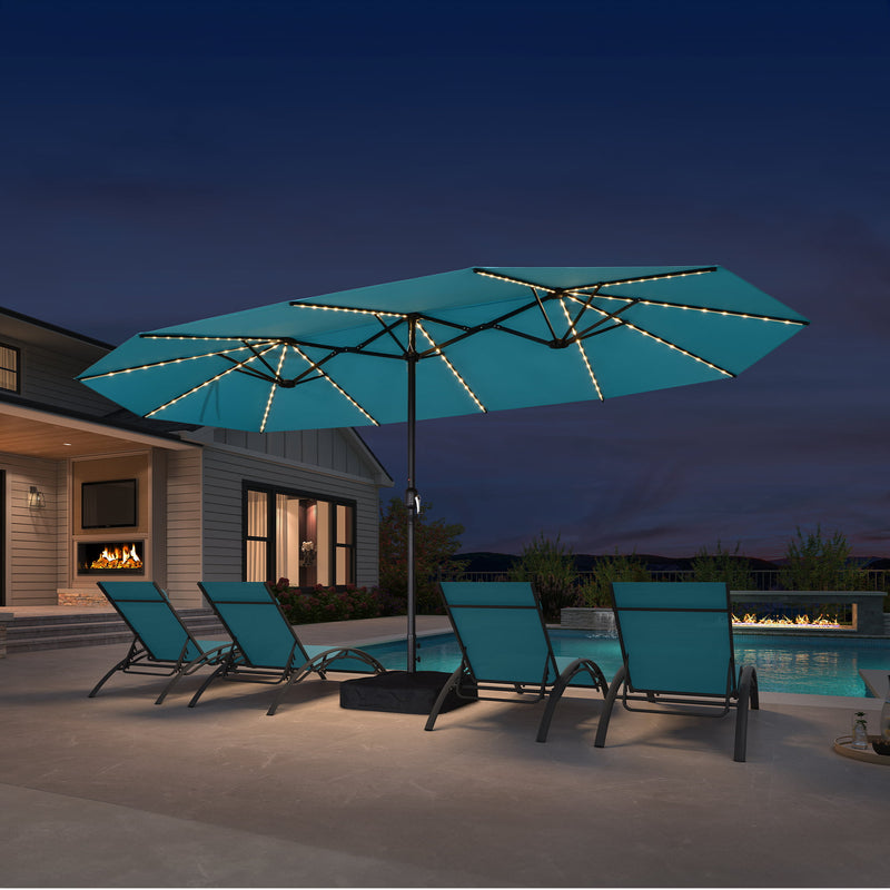 PURPLE LEAF Double Sided Patio Umbrella with Light Large Market Umbrellas with Base