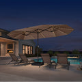 PURPLE LEAF Double Sided Patio Umbrella with Light Large Market Umbrellas with Base