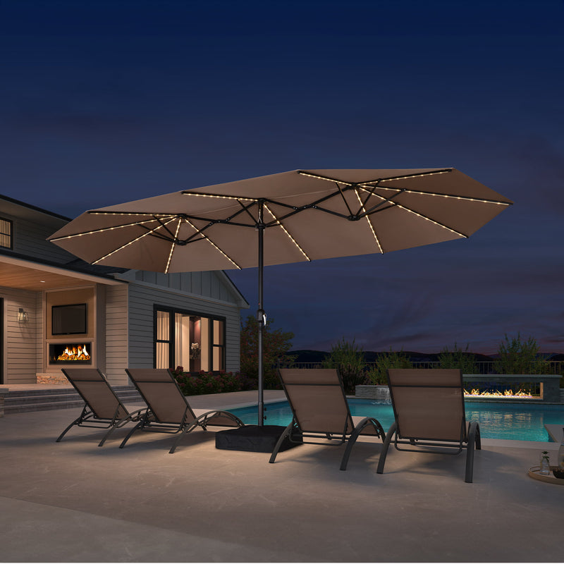 PURPLE LEAF Double Sided Patio Umbrella with Light Large Market Umbrellas with Base