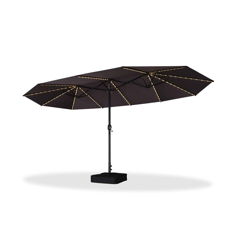PURPLE LEAF Table Umbrella with Lights Double-Sided Market Umbrella with Base